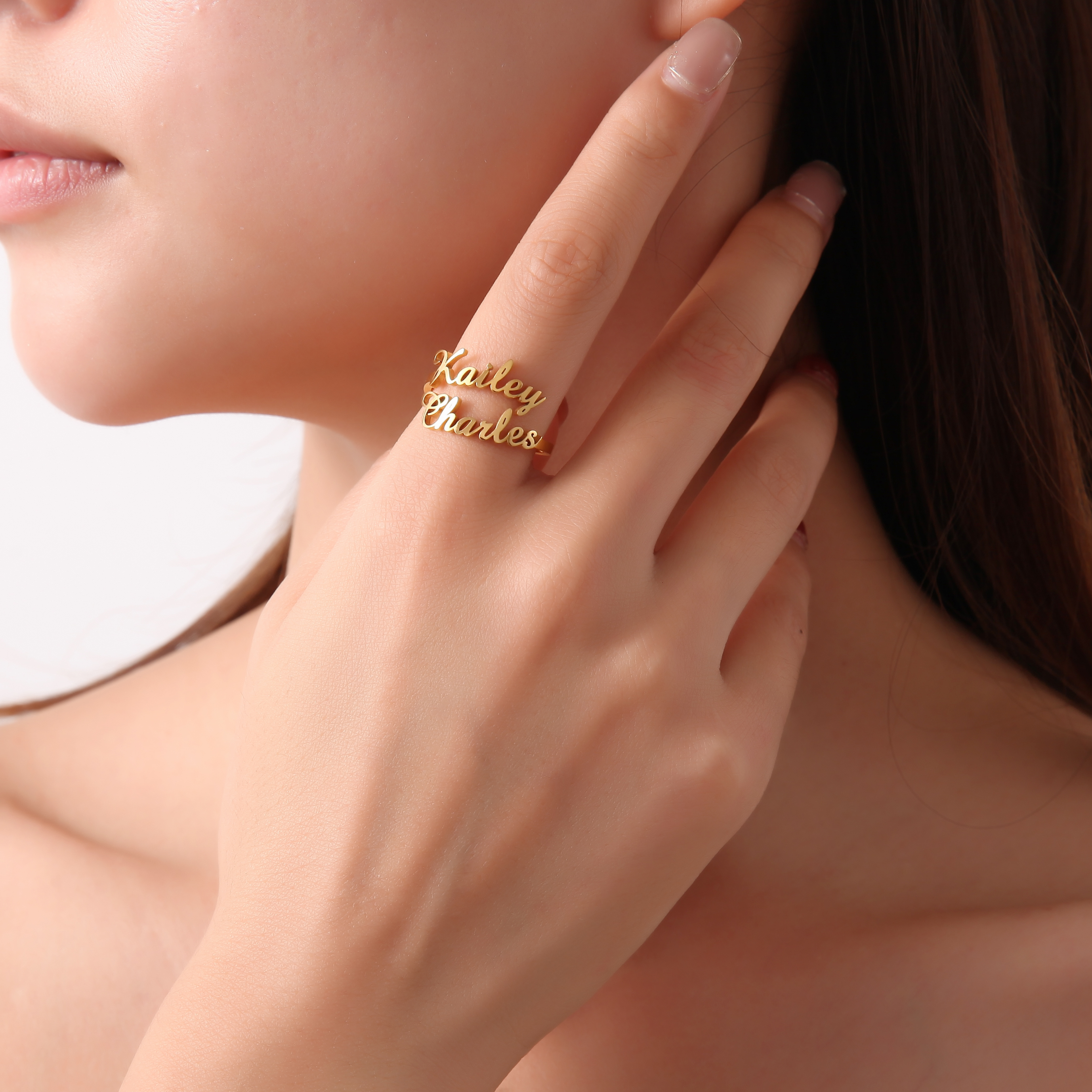 Custom Name Ring with Memorial Significance for Two Names