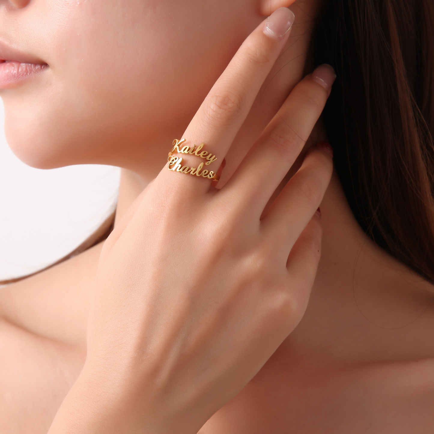 Custom Name Ring with Memorial Significance for Two Names