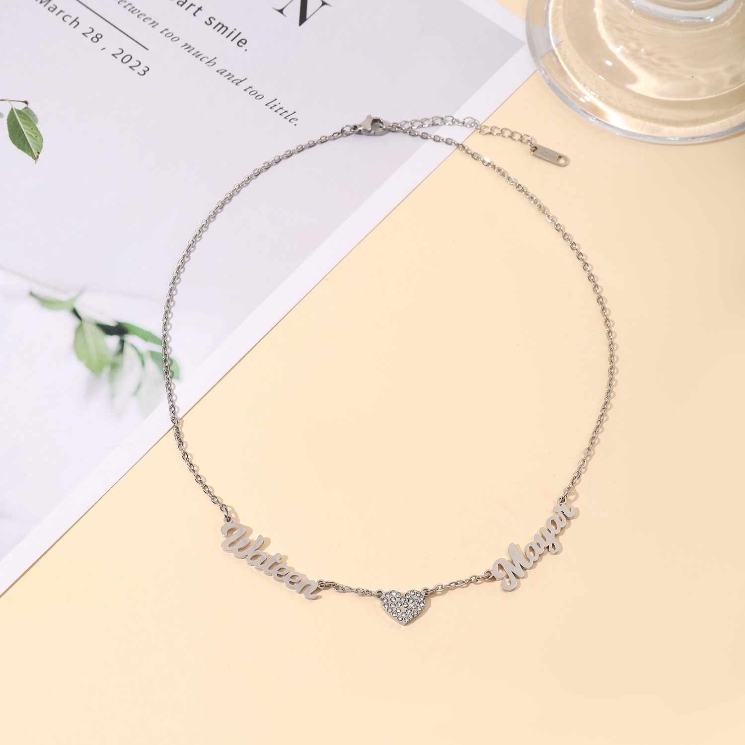 [Copy]Custom Family Name  Birthstone Necklace with Circular Design and Heart Embrace