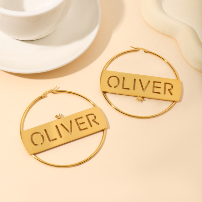 Designer Circular Ring-Shaped Earrings Customized with Names