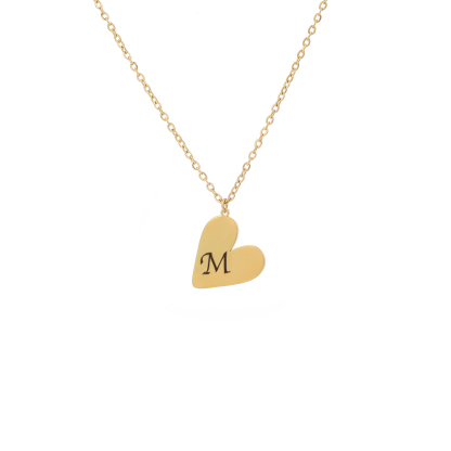 Simple Custom Engraved Letter Necklace in Heart Shape