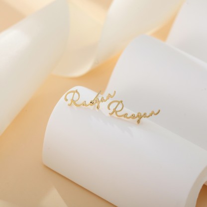 [Copy]Custom Round Stud Earrings with Three Letters