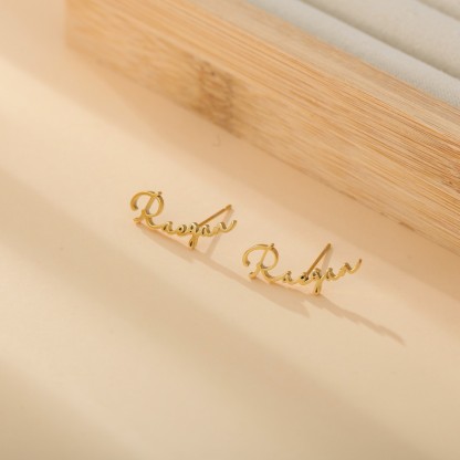 [Copy]Custom Round Stud Earrings with Three Letters