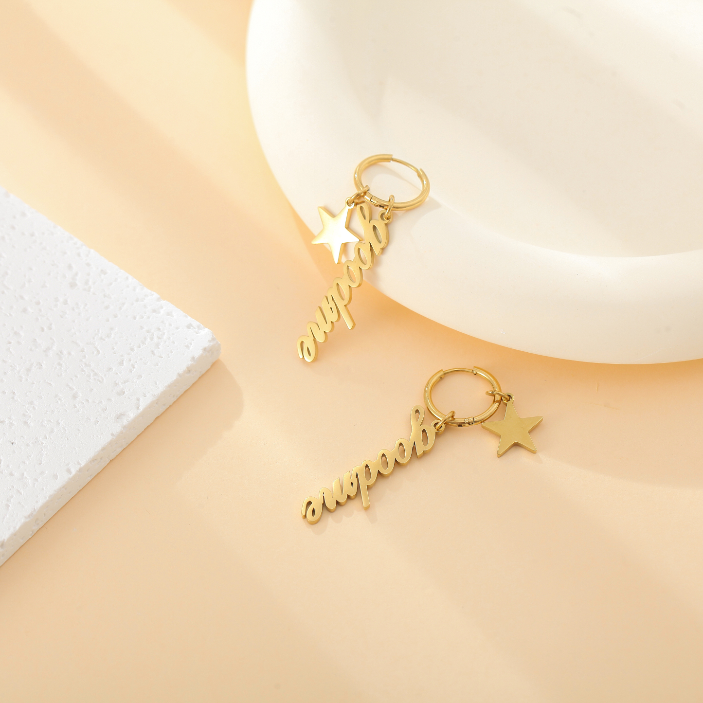 Keychain-Designed Customized Name Pendant Earrings