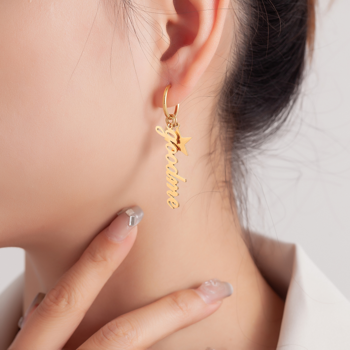 Keychain-Designed Customized Name Pendant Earrings