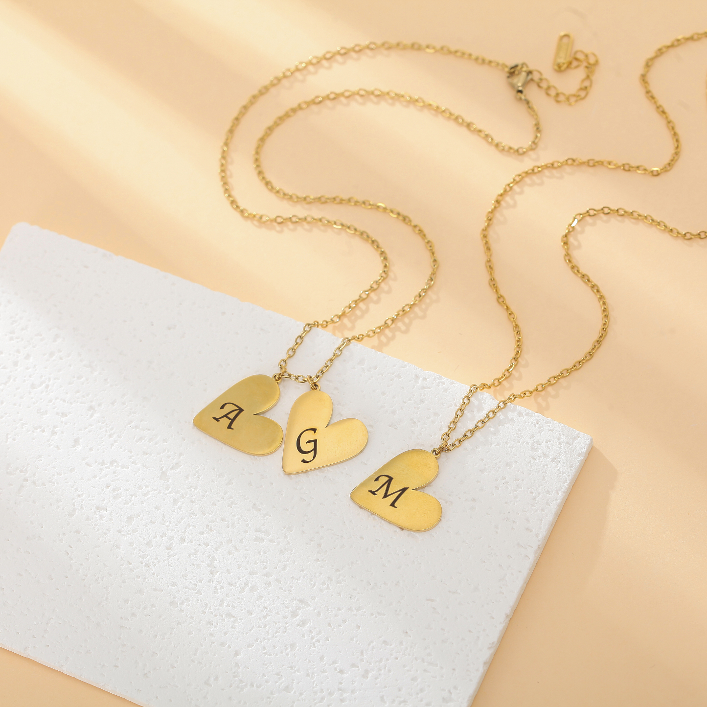 Simple Custom Engraved Letter Necklace in Heart Shape