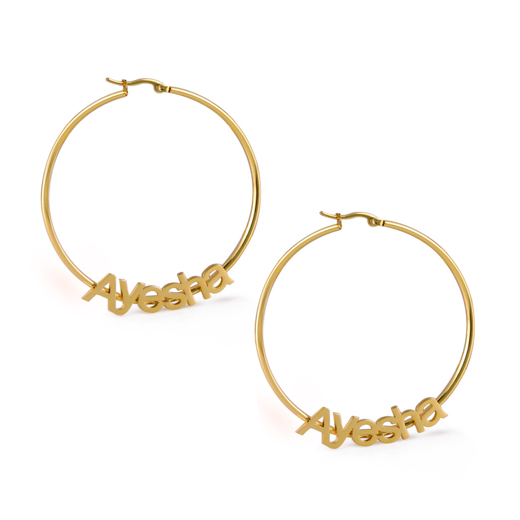 Custom Name Stainless Steel Hoop Earrings