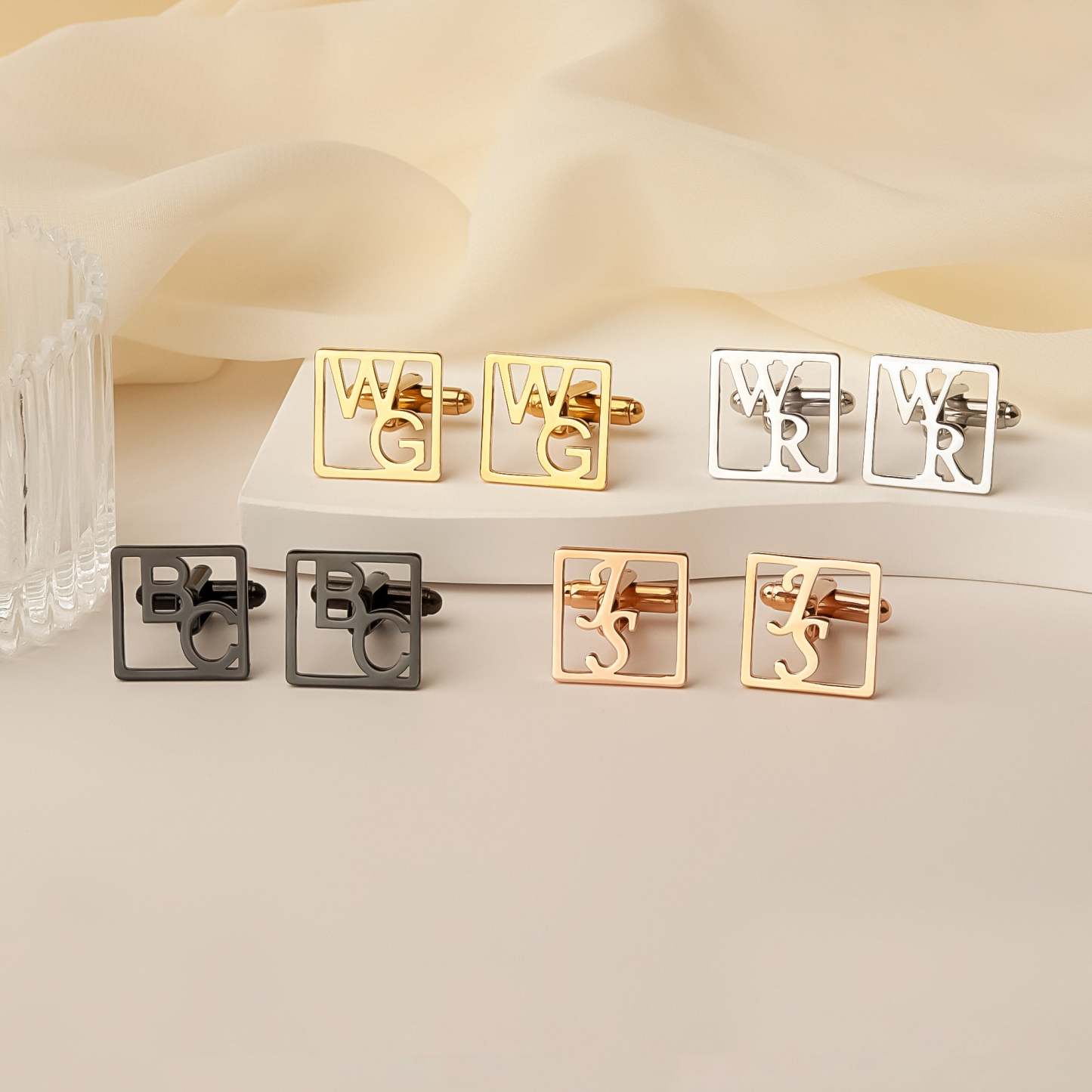 Custom Letter Square Shaped Cufflink