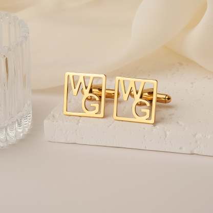 Custom Letter Square Shaped Cufflink