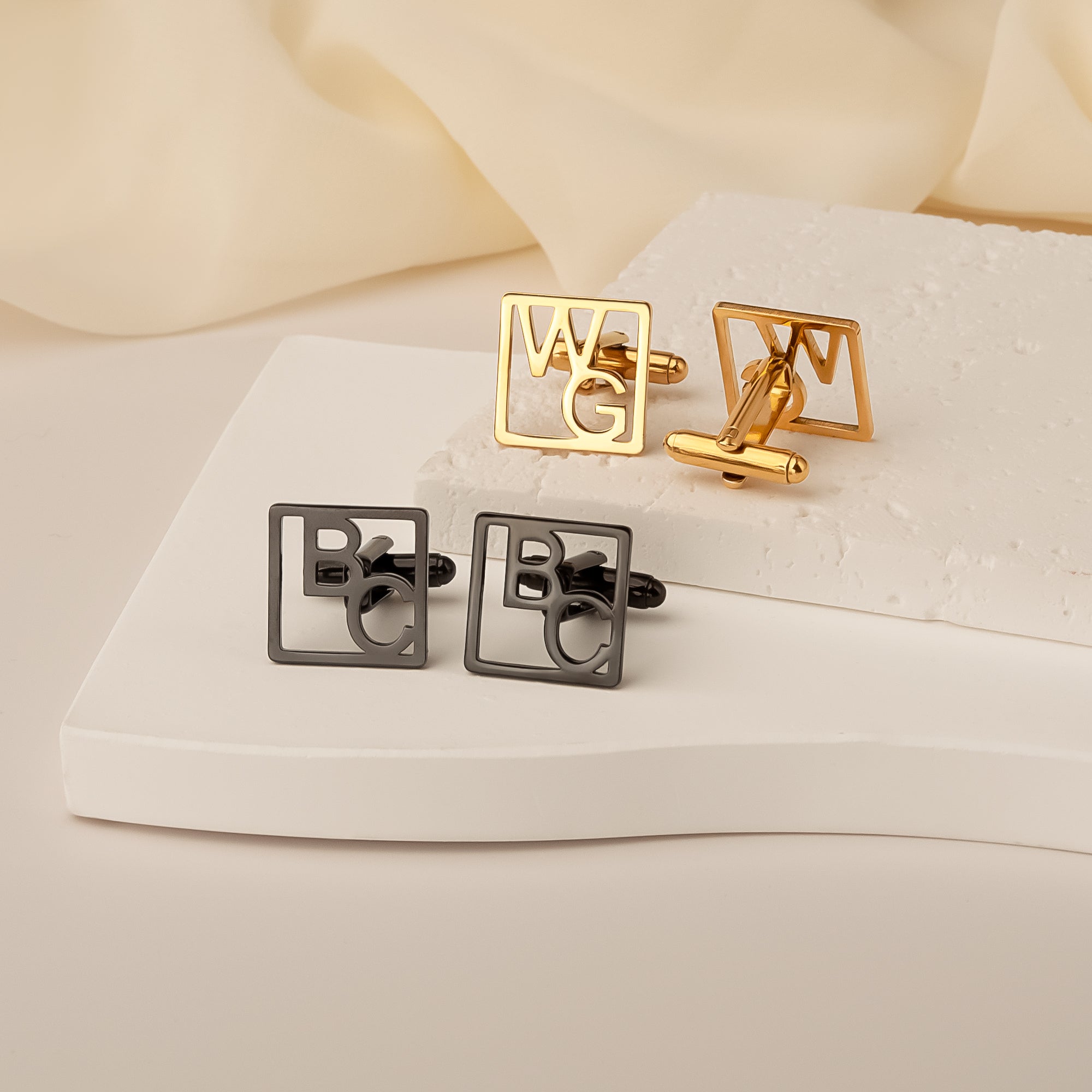 Custom Letter Square Shaped Cufflink