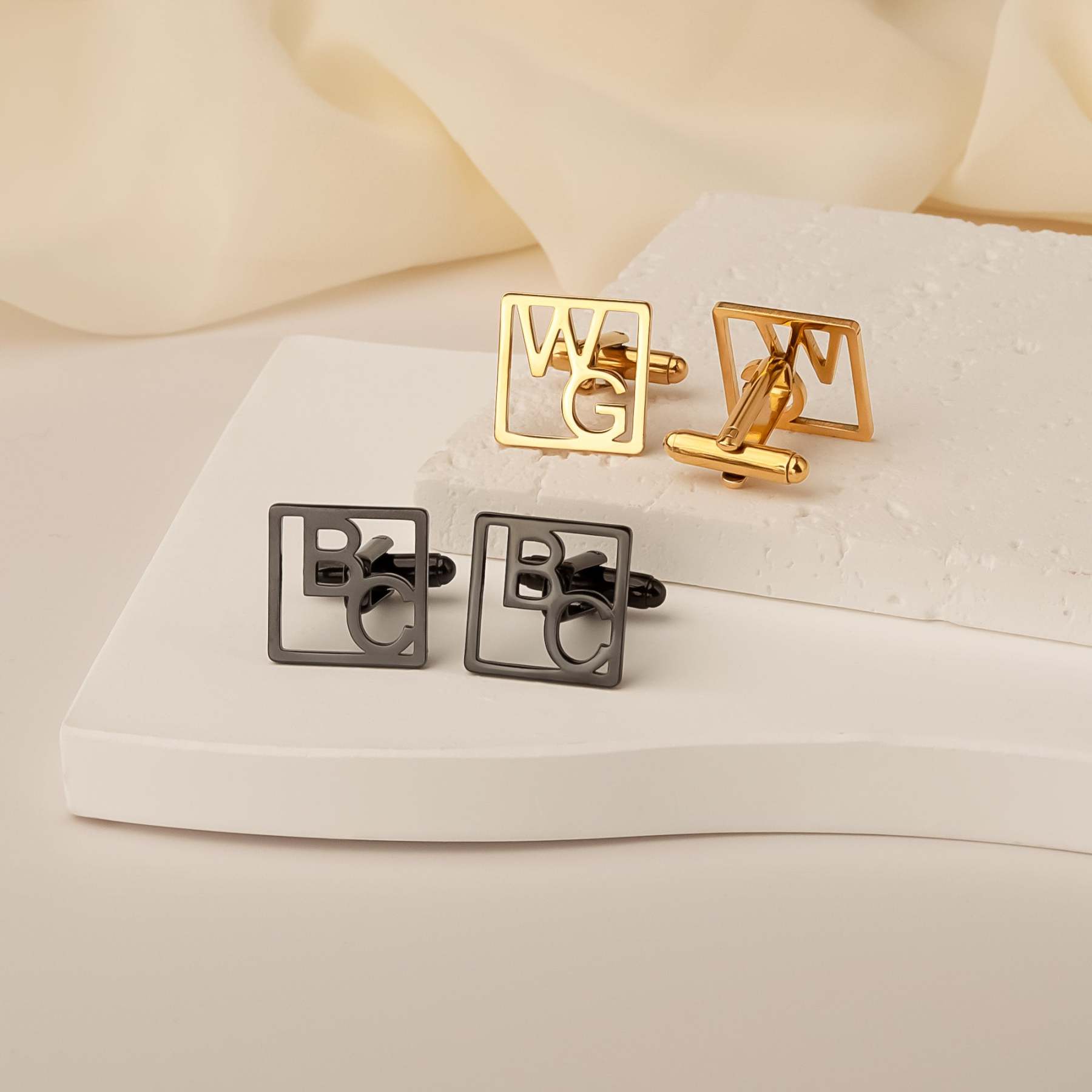 Custom Letter Square Shaped Cufflink