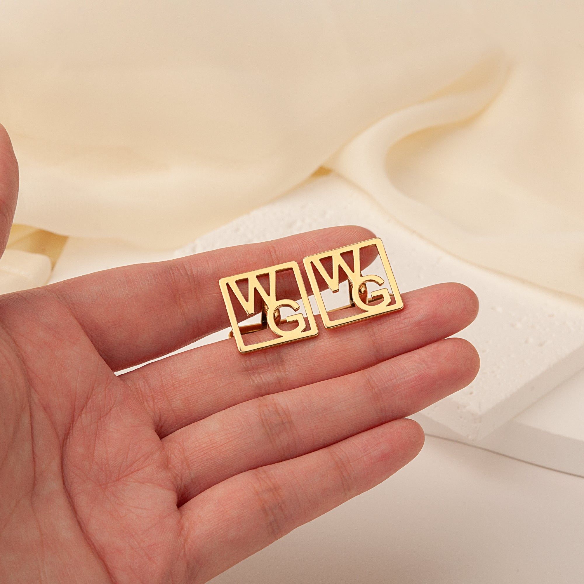 Custom Letter Square Shaped Cufflink