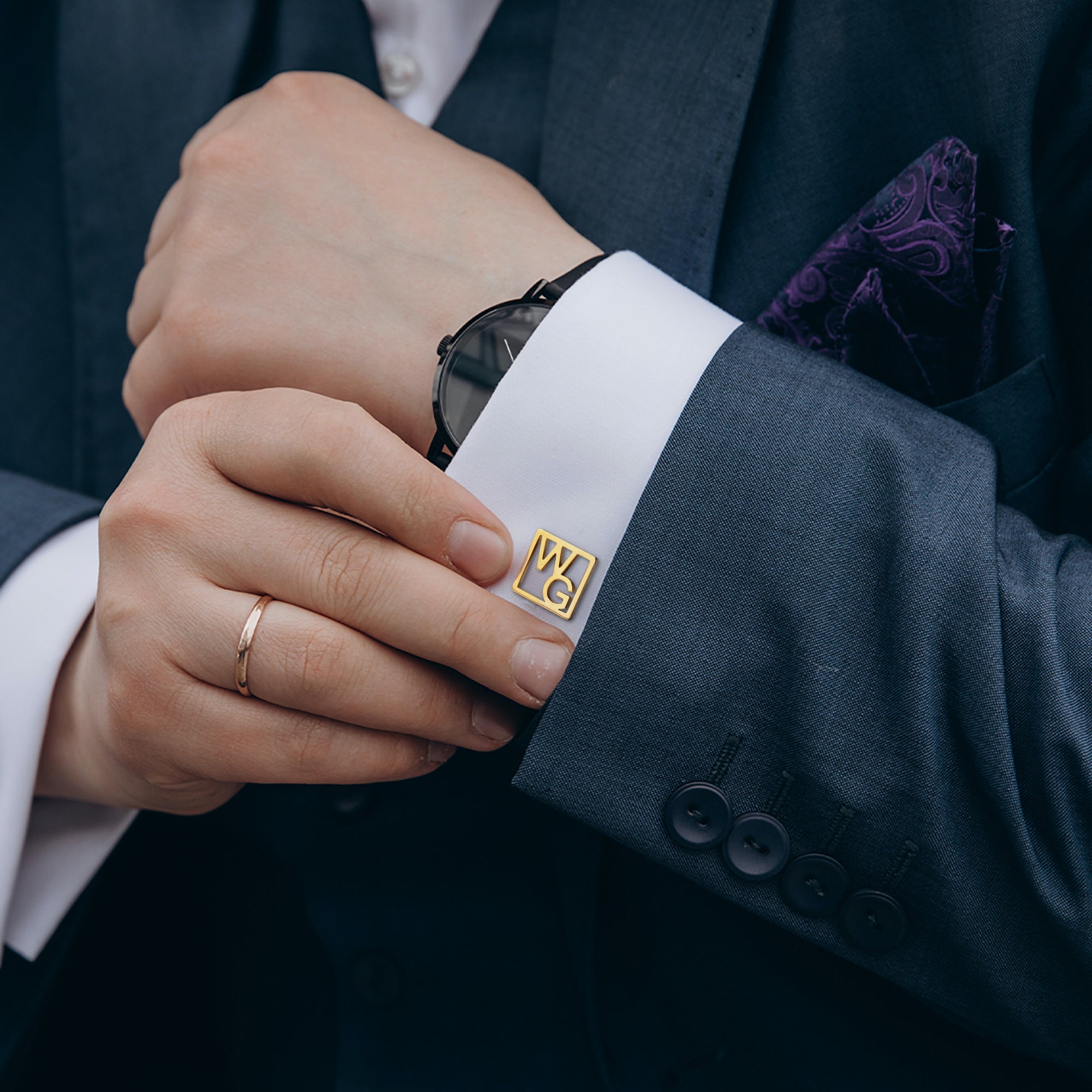 Custom Letter Square Shaped Cufflink