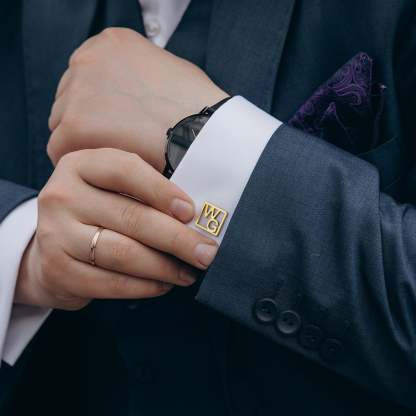 Custom Letter Square Shaped Cufflink