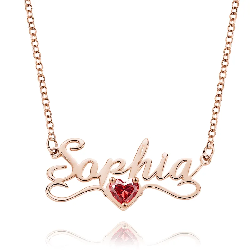 Custom Name Necklace with Birthstone