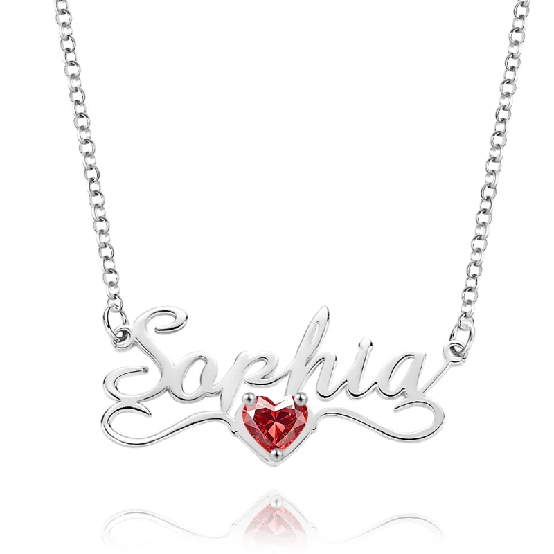 Custom Name Necklace with Birthstone