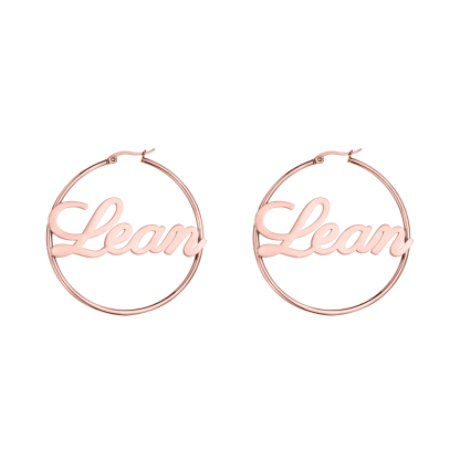 Custom Name Round Hoop Earrings