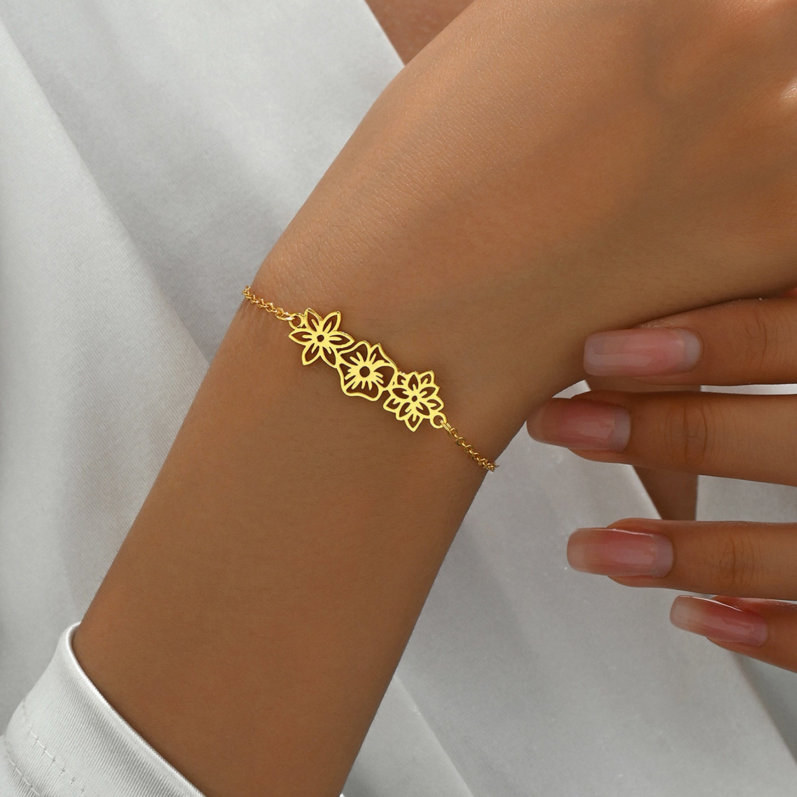 Custom Multi Birth Flower Bracelet 