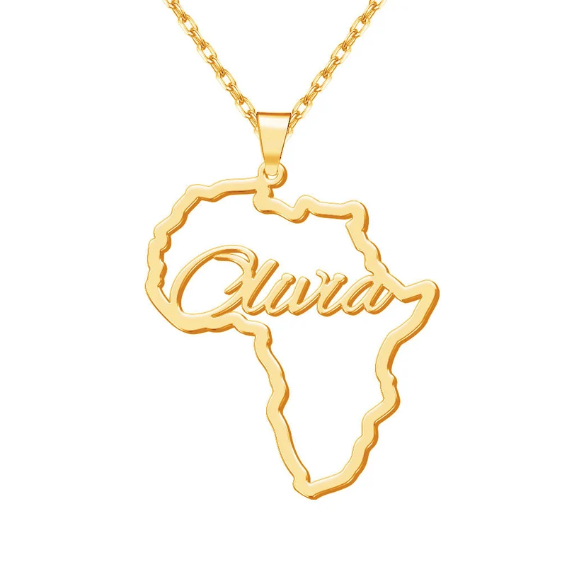 Personalized Name Map of Africa Necklace