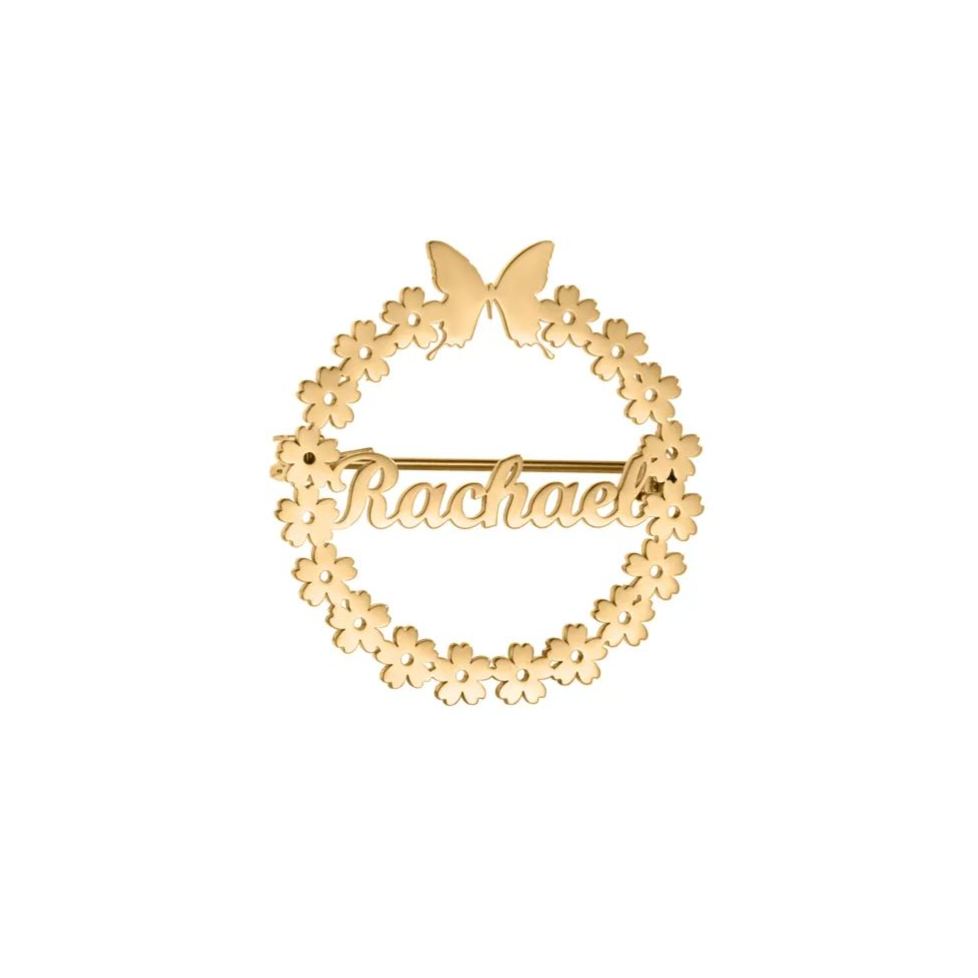 Butterfly Wreath Name Brooch