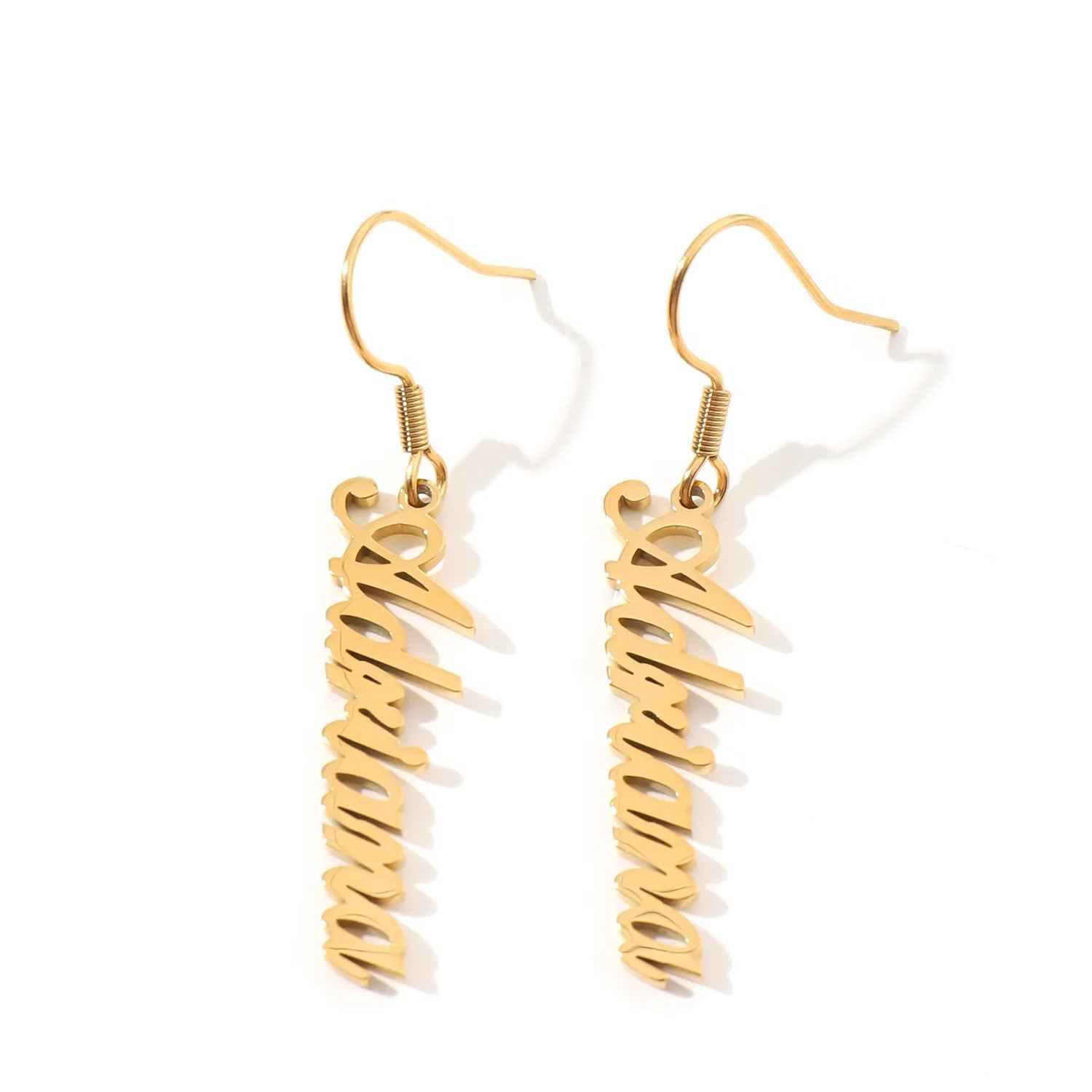 [Copy]Custom Name Hoop Earrings with Designed Star Pendant