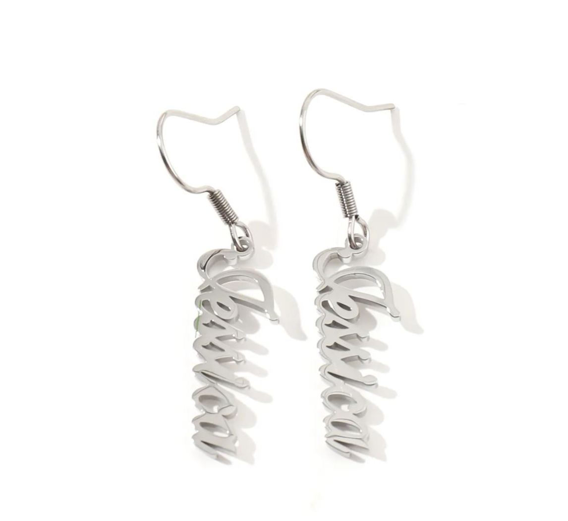 [Copy]Custom Name Hoop Earrings with Designed Star Pendant