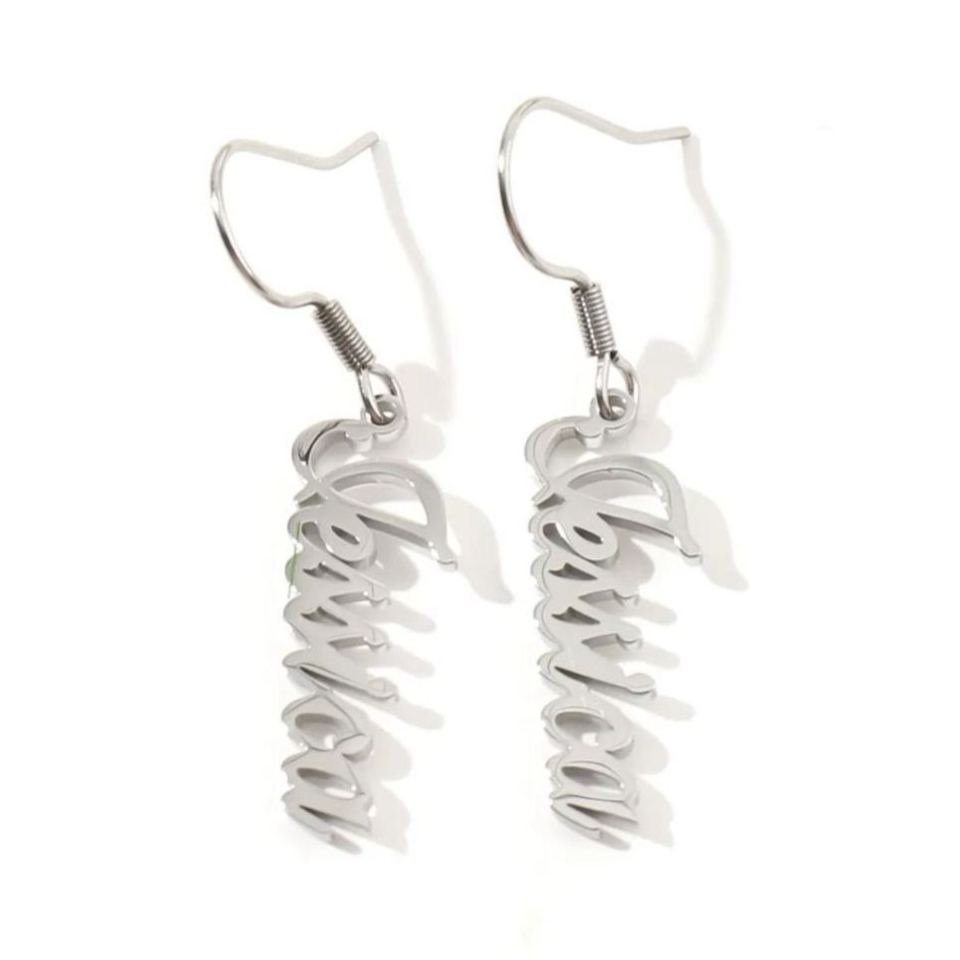 Custom Name Earrings with Pendants in Artistic Fonts