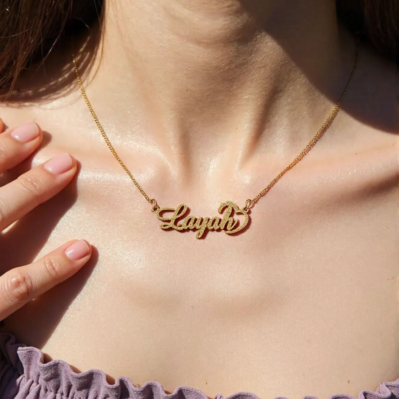 Exquisite Sand-Pressed Style Customized Name Necklace