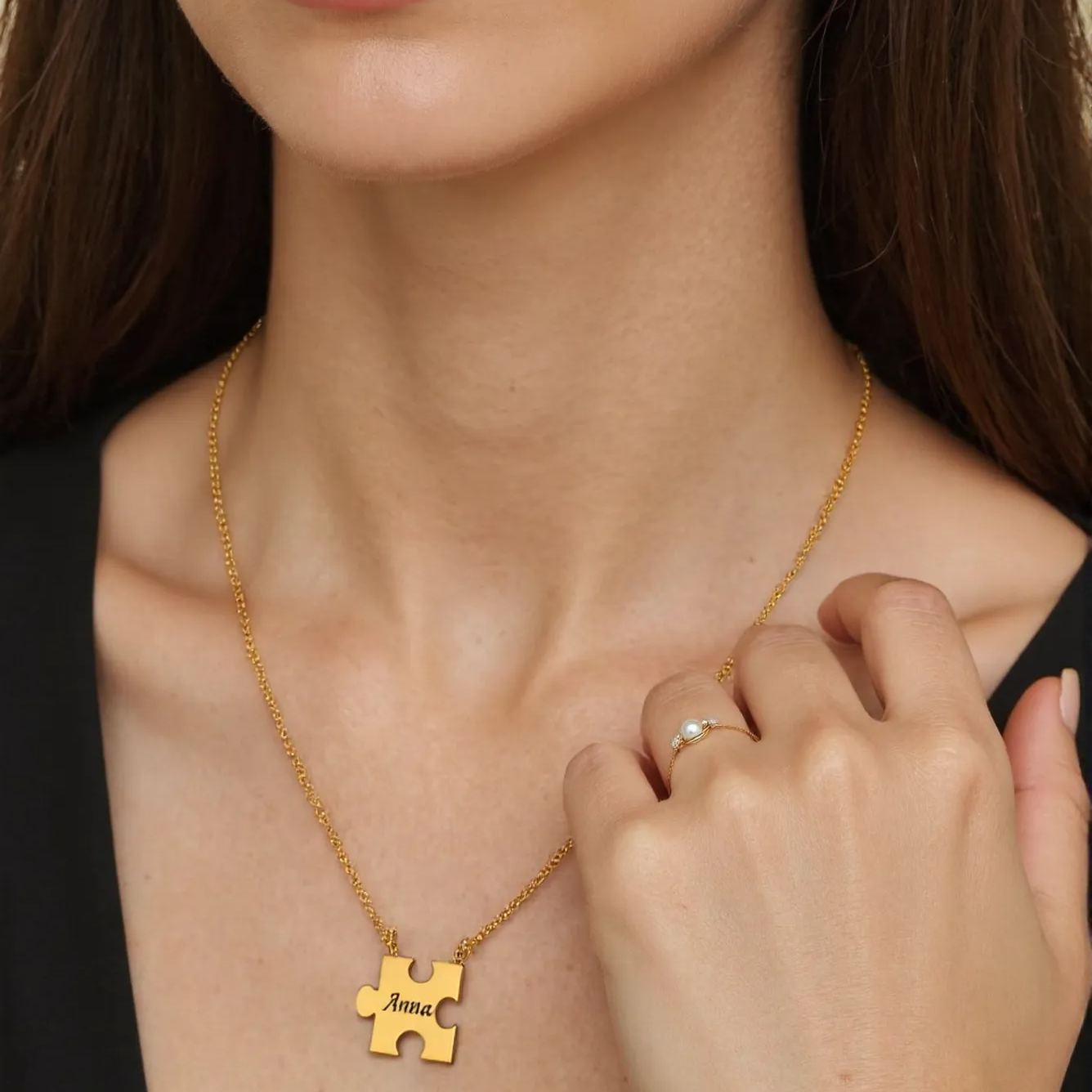 Customized Name Necklaces for Lover with Puzzle
