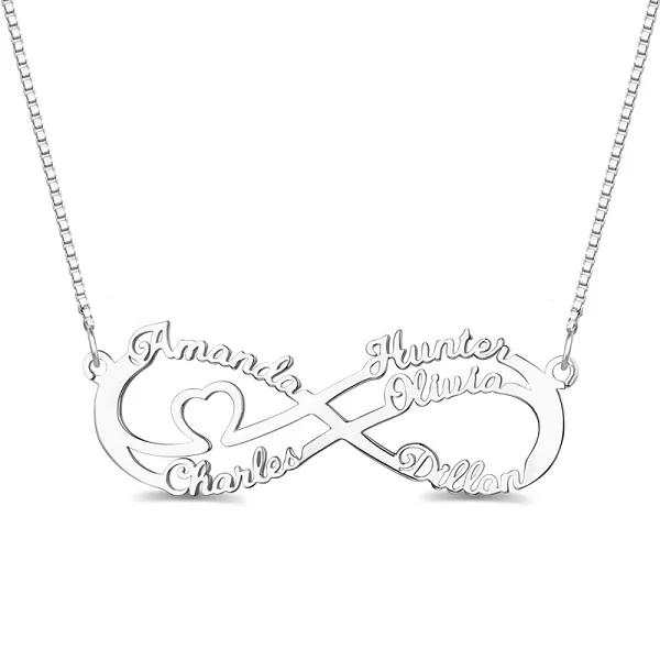 Custom 5 Names Infinity Symbol Necklace