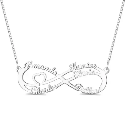 Custom 5 Names Infinity Symbol Necklace