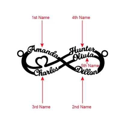 Custom 5 Names Infinity Symbol Necklace