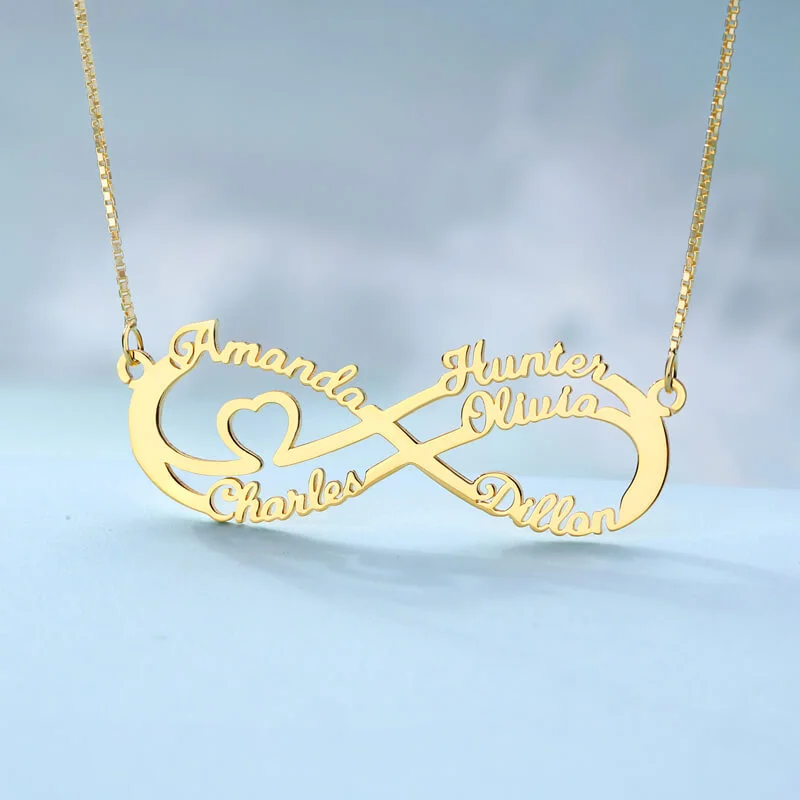 Custom 5 Names Infinity Symbol Necklace
