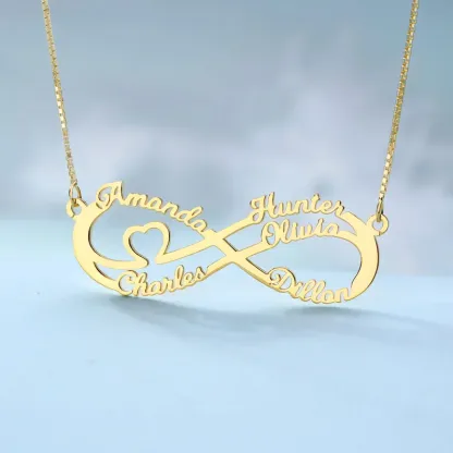 Custom 5 Names Infinity Symbol Necklace