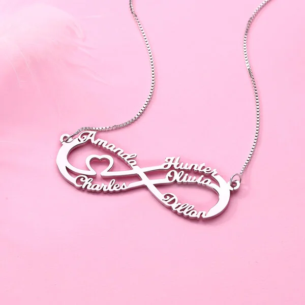 Custom 5 Names Infinity Symbol Necklace