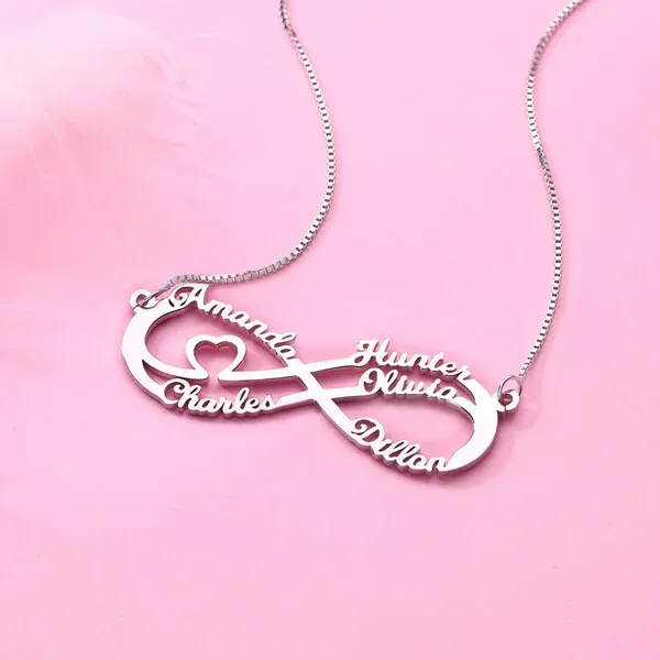 Custom 5 Names Infinity Symbol Necklace
