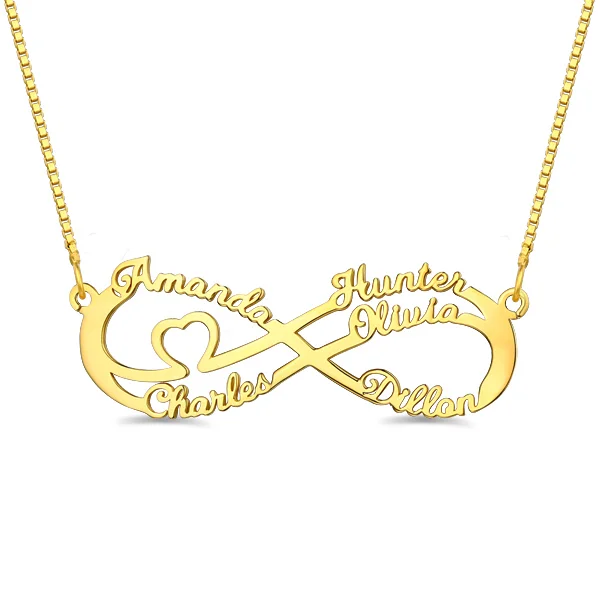 Custom 5 Names Infinity Symbol Necklace