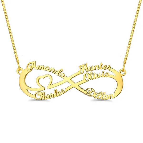 Custom 5 Names Infinity Symbol Necklace