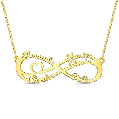 Custom 5 Names Infinity Symbol Necklace