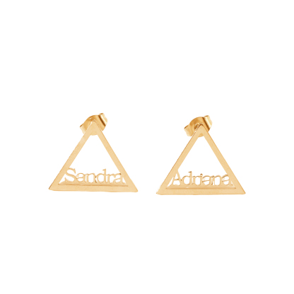 Small Triangle-Shaped Earrings Customized with Names