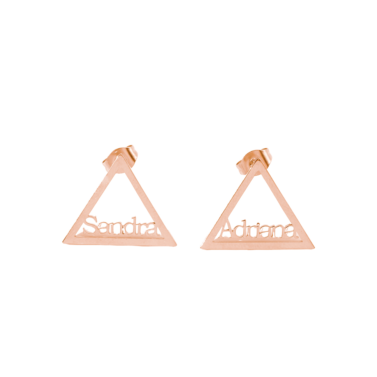 Small Triangle-Shaped Earrings Customized with Names