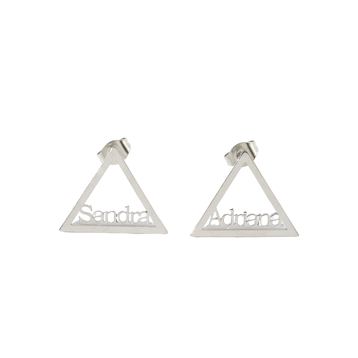 Small Triangle-Shaped Earrings Customized with Names
