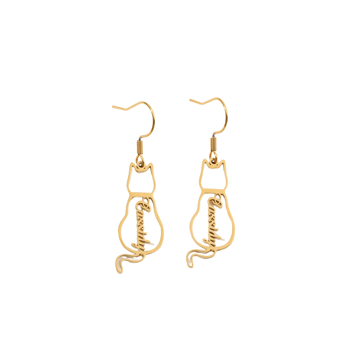 Custom Name Earrings in Cute Cat Shape
