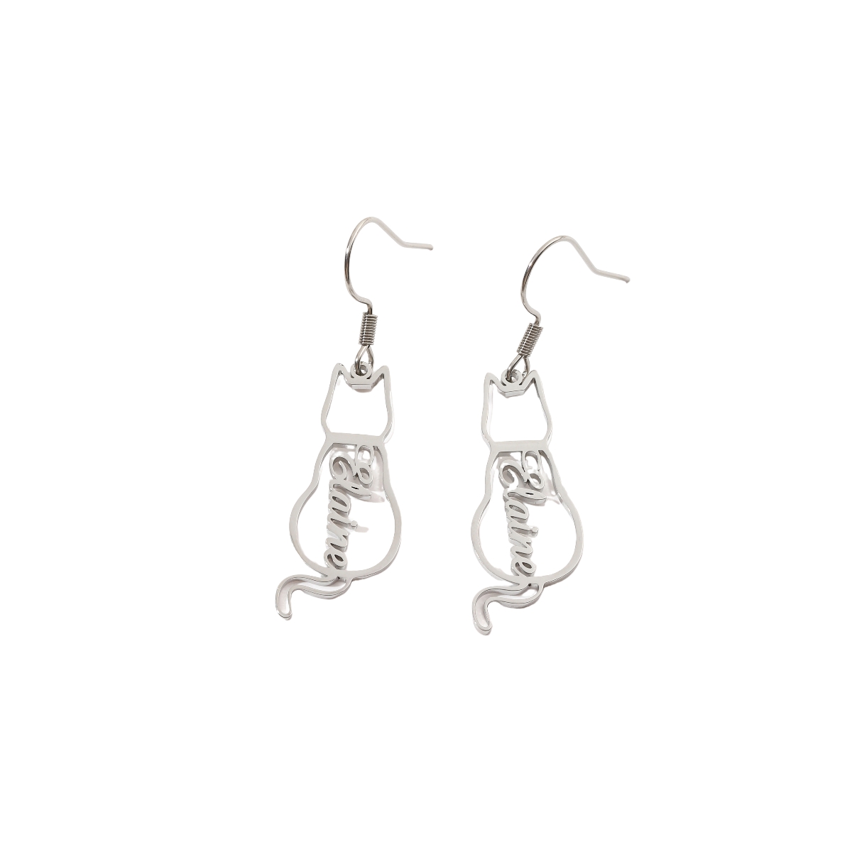 Custom Name Earrings in Cute Cat Shape