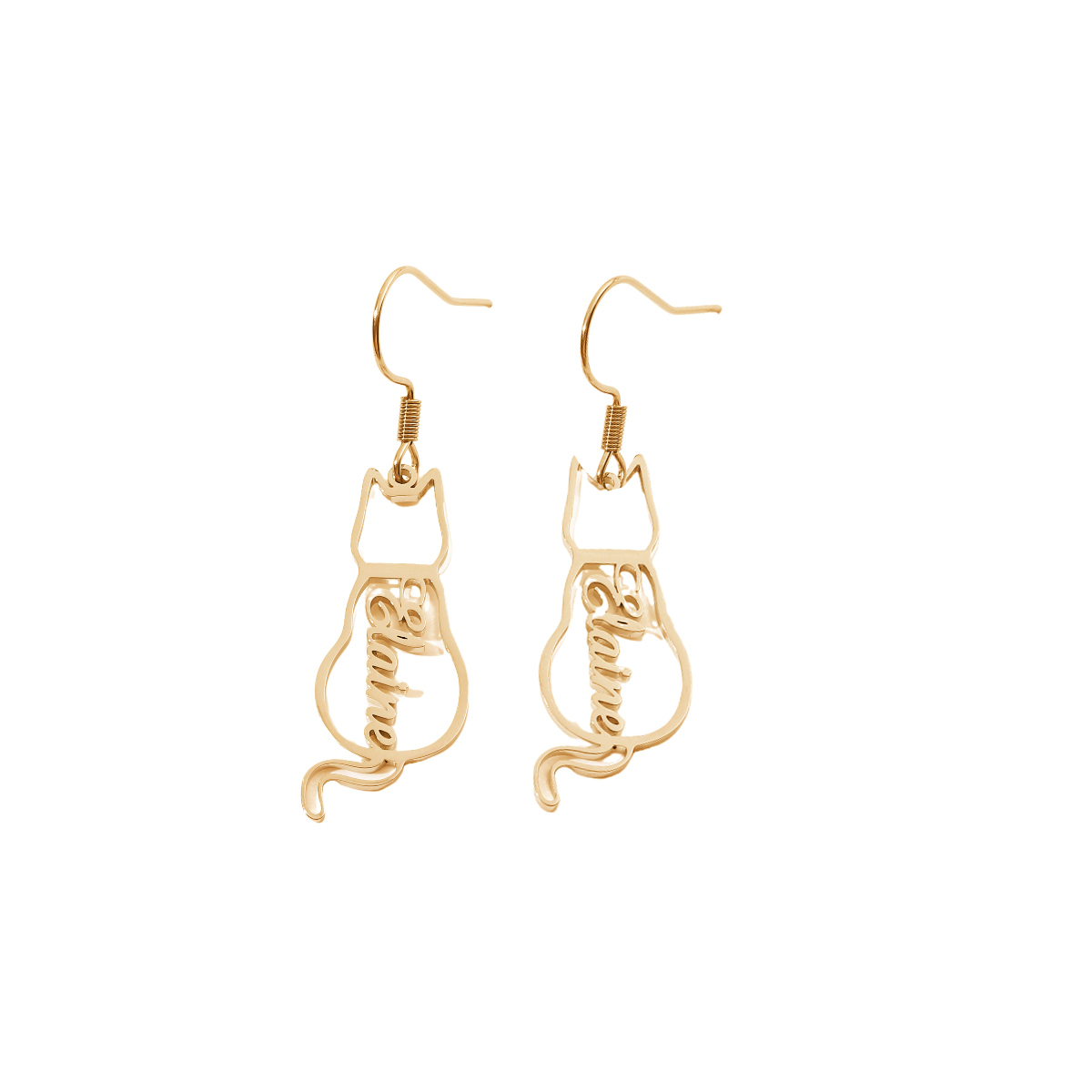 Custom Name  Earrings in Cute Cat Shape