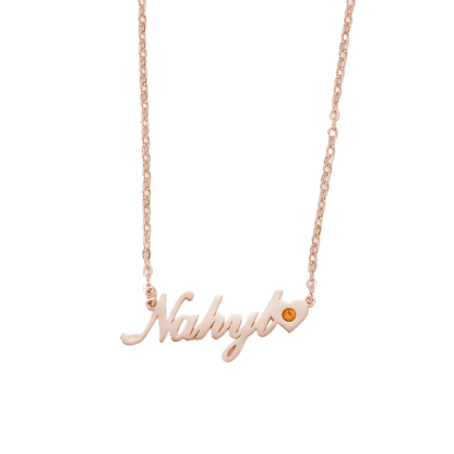Custom Name Heart-shaped and Birthstone Necklace