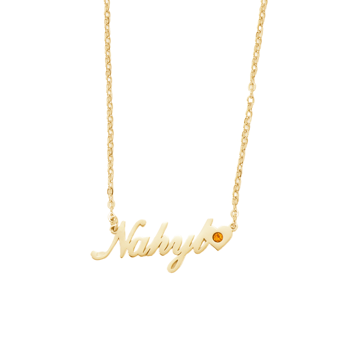 Custom Name Heart-shaped and Birthstone Necklace