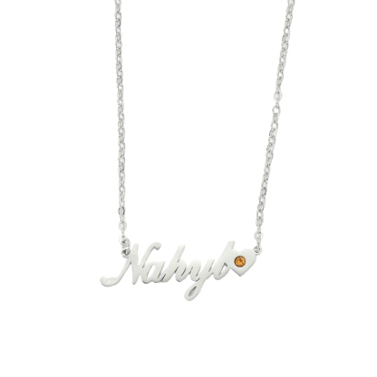 Custom Name Heart-shaped and Birthstone Necklace
