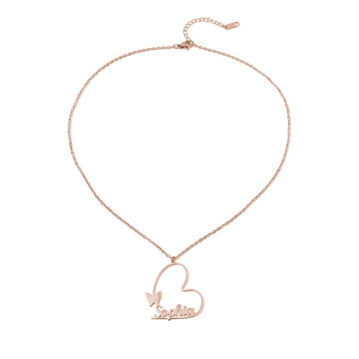 Custom Name Necklaces with Heart and Butterfly Designs