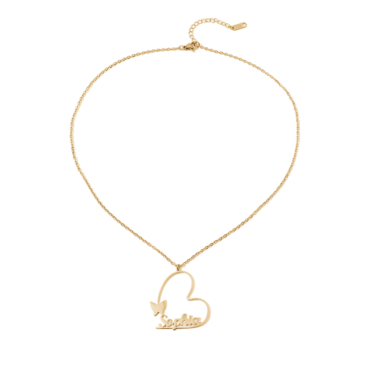 Custom Name Necklaces with Heart and Butterfly Designs